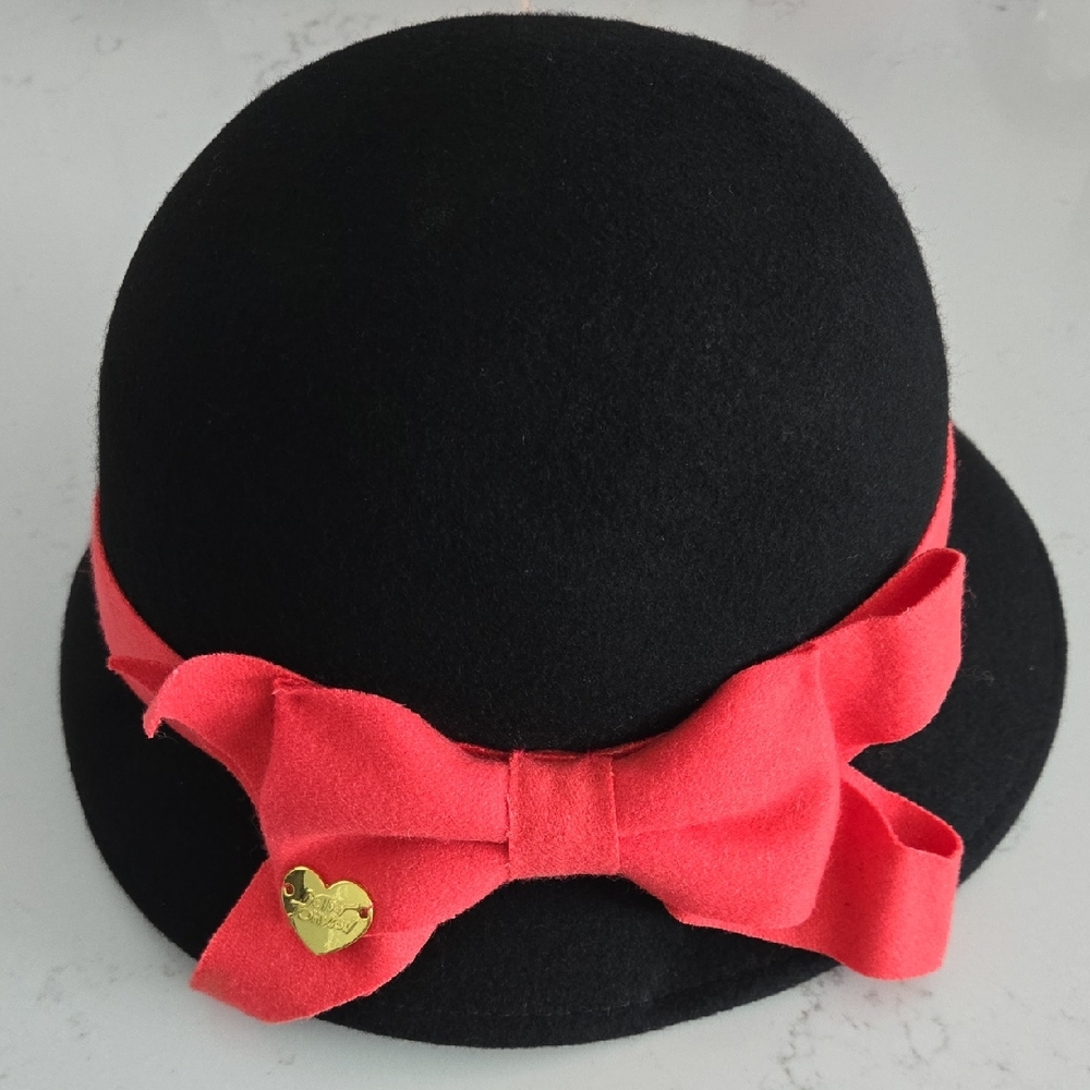 Betsey Johnson Wool Hat With Pink Bow New